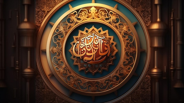 Arabski tekst kaligraficzny Eid Kum Mubarak na święto społeczności muzułmańskiej