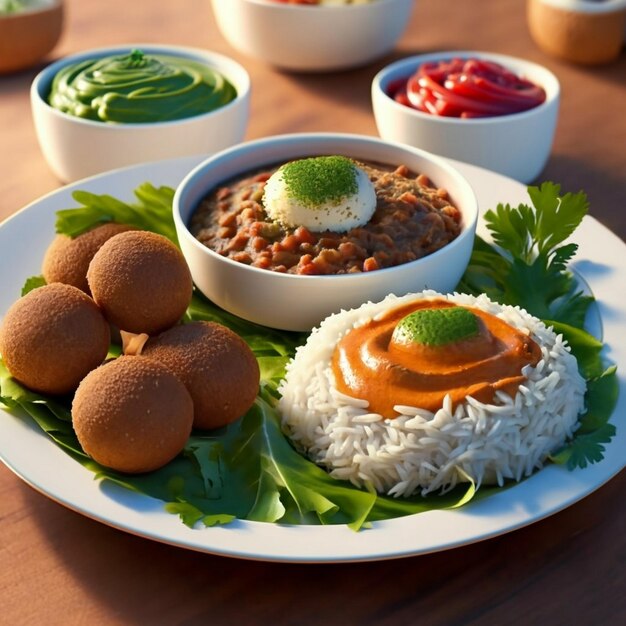 arabskie popularne potrawy fasola groszek i falafel pełna pleśń