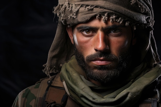 Arabsko-izraelski portret wojenny arabskiego żołnierza