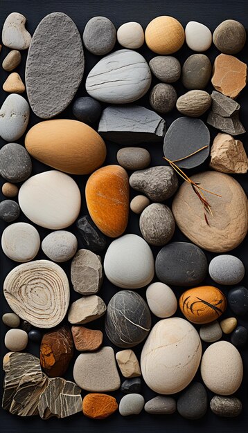Zdjęcie arafed asortyment skał i kamieni na czarnej powierzchni generatywny ai