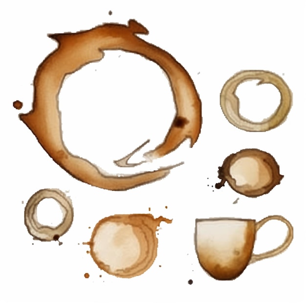 Zdjęcie arafed kawowe plamy i filiżanka kawy na białym tle generatywna ai