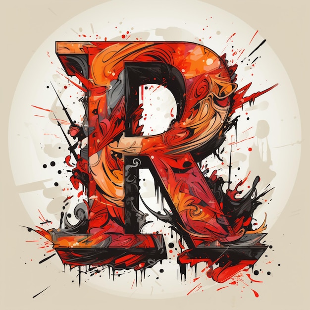 Zdjęcie arafed litera r z rozpryskiem farby i rozpryski generatywne ai