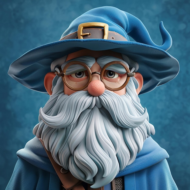 Arafed obraz czarownika z niebieskim kapeluszem i okularami generatywny ai