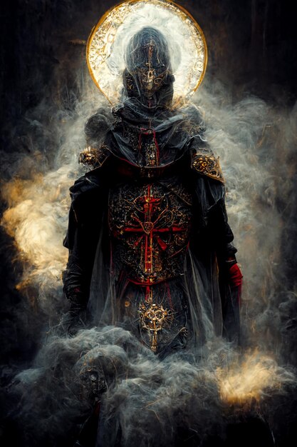 Zdjęcie arafed obraz mężczyzny ubrany w ciemny rycerz kostium generatywny ai
