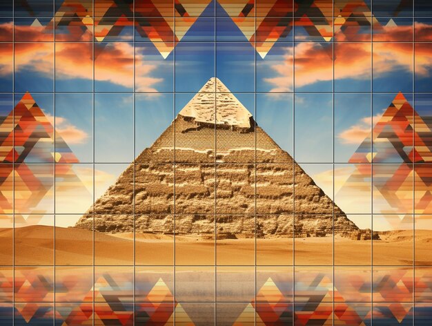 Zdjęcie arafed obraz piramidy z tłem nieba generatywny ai