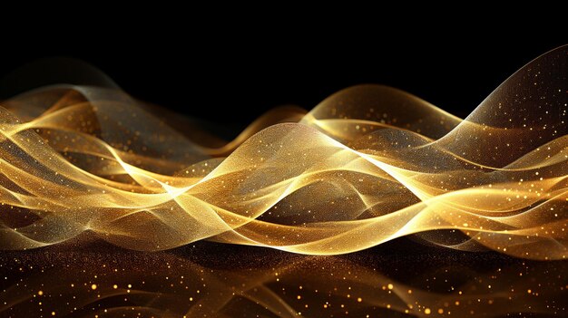 Zdjęcie arafed obraz złotej fali światła na czarnym tle generatywny ai
