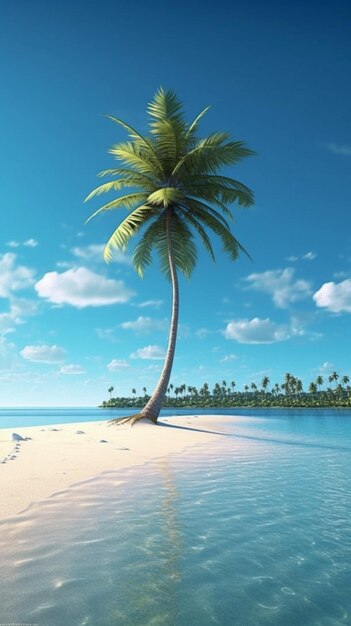 Arafed palma na opuszczonej tropikalnej wyspie z czystą wodą generatywny ai