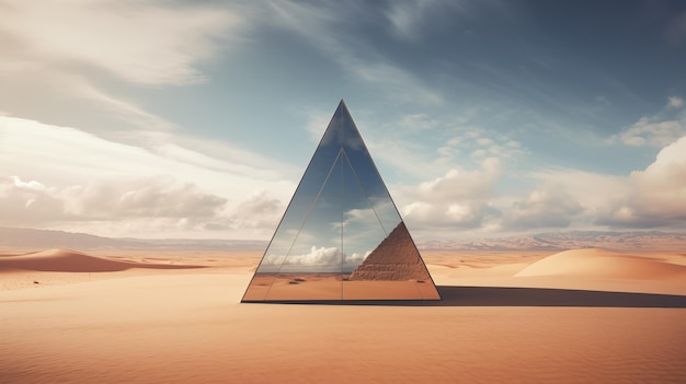Arafed piramida na pustyni z tłem nieba generatywny ai