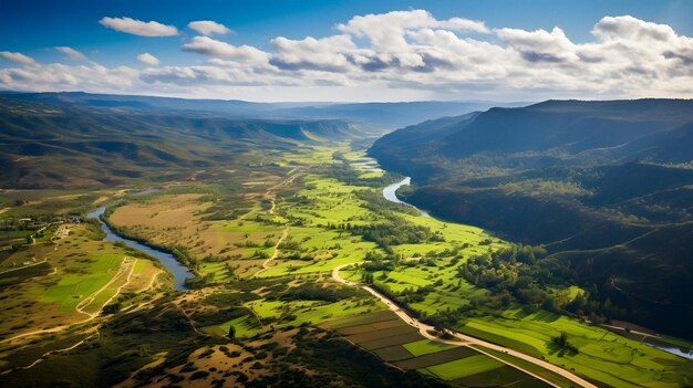 Arafed widok doliny z rzeką i doliną poniżej Generative AI