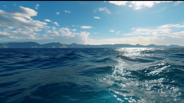 arafed widok na ocean z łodzią w oddali generatywnej ai