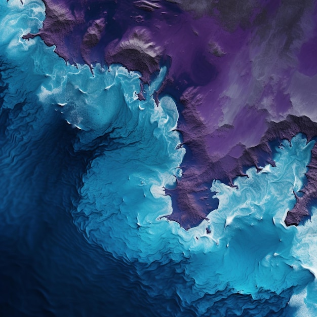 Arafed widok niebieskiego i fioletowego oceanu z falą generującą ai