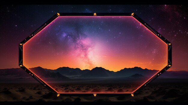 Zdjęcie arafed widok pustyni z fioletowym i pomarańczowym światłem generatywny ai