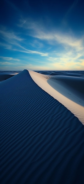 Arafed widok wydmy z błękitnym niebem w tle generatywny ai