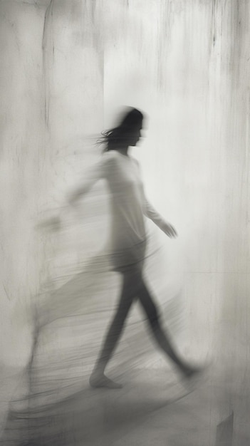 Arafed wizerunek kobiety chodzącej w białej koszuli generatywnej ai
