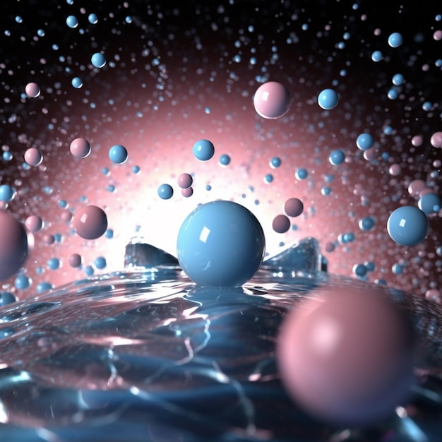 Zdjęcie arafed zdjęcie grupy niebieskich i różowych kul pływających w wodzie generatywny ai