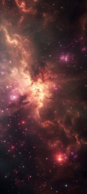 Arafed zdjęcie pola gwiezdnego z jaskrawo czerwoną mgławicą generatywną ai