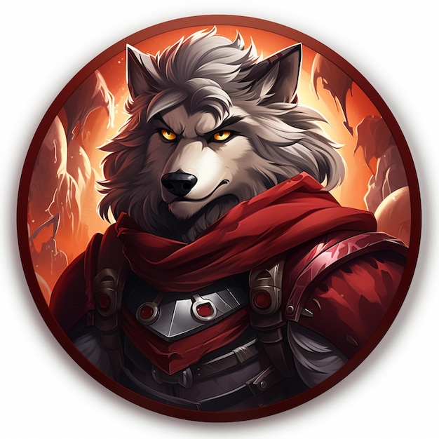 arafedowy wizerunek wilka z czerwonym szalikiem i czerwoną peleryną generatywną ai