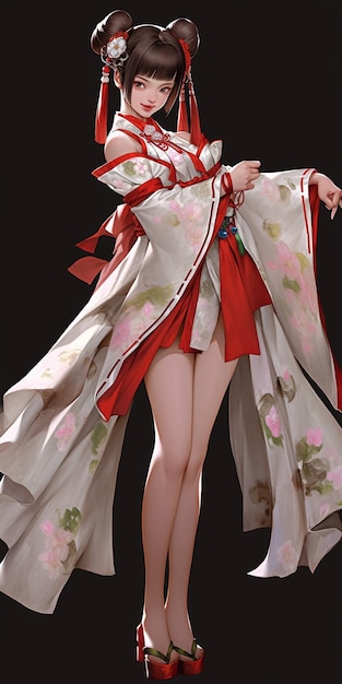 Zdjęcie araffe ubrana w kimono pozuje na zdjęcie generatywne ai