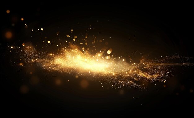 Arafy z złotego pyłu i gwiazd latają w ciemności generatywne ai
