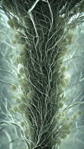 Arbuscular mycorrhiza 3d render Symbioza Mykologia Biologia gleby symbiont grzyby korzenie