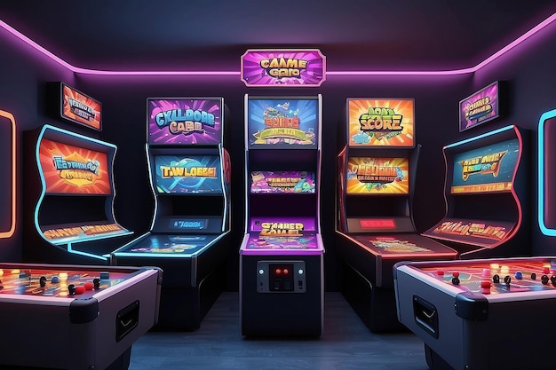 Arcade Game Room High Score Signage Mockup z pustą białą pustą przestrzenią do umieszczania projektu