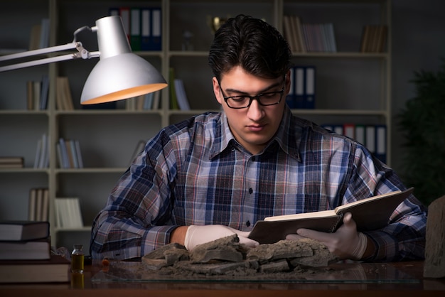 Archeolog Pracujący Do Późna W Biurze