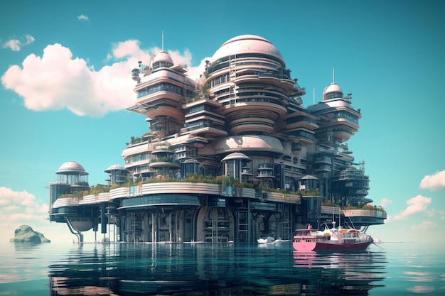 Architektoniczne arcydzieła Rendery 3D wyimaginowanych futurystycznych budynków