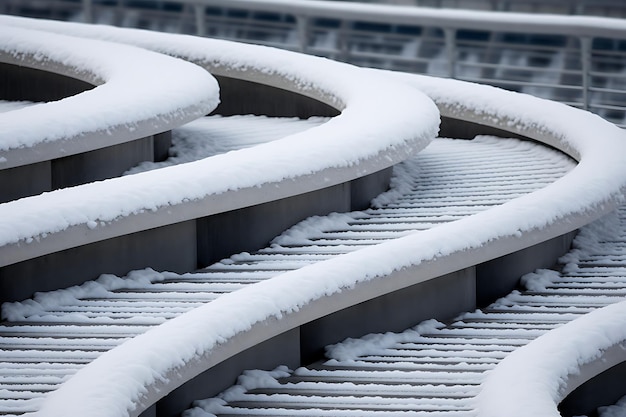 Zdjęcie architektoniczny urok pokrytych śniegiem schodów