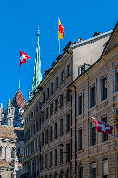 Architektura w starym mieście Genewy w Szwajcarii