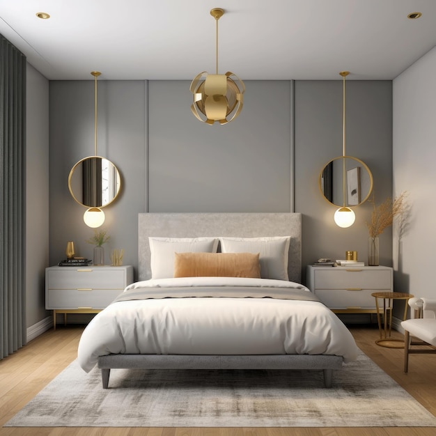 Architektura wnętrz sypialni charakteryzuje się minimalistycznym stylem