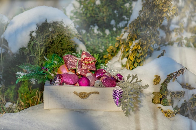 Archiwalne Dekoracje Choinkowe Zimowy Nastrój Czas świąteczny świąteczna Koncepcja Sylwestrowa