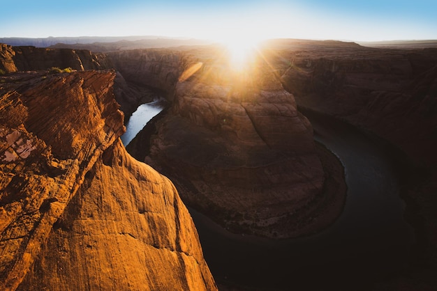 Arizona Zakole Podkowy Rzeki Colorado W Wielkim Kanionie