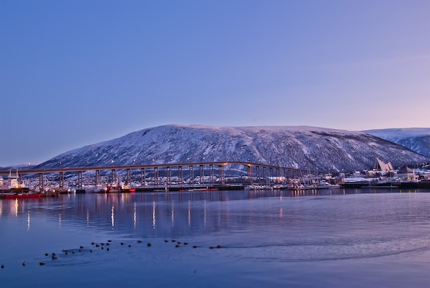 Arktyczny miasto Tromso z mostem