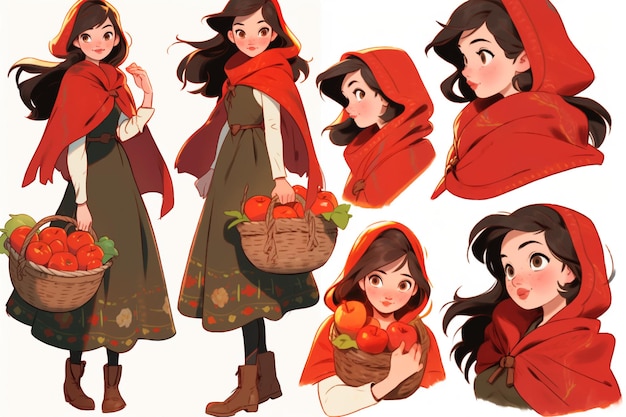Arkusze modeli postaci AutumnThemed Cartoon Girl Illustrations