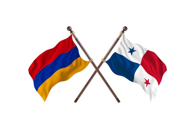 Armenia kontra Panama Tło flagi dwóch krajów