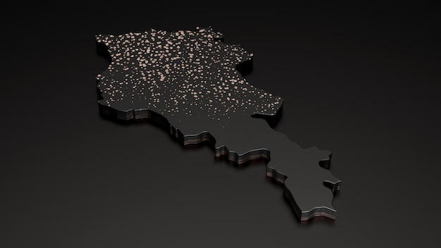 Armenia metaliczna mapa premium ilustracja 3d