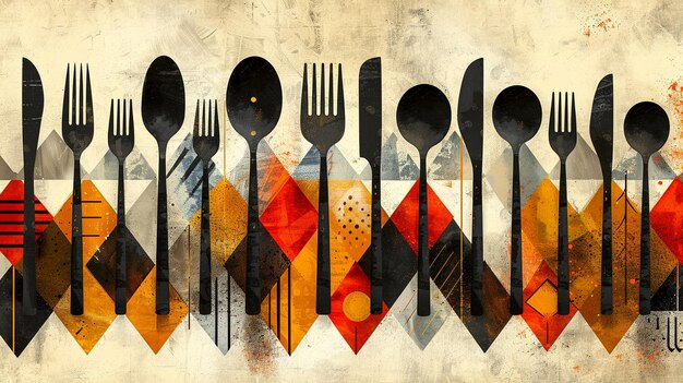 Art DecoInspired Cutlery Ilustracja Tło