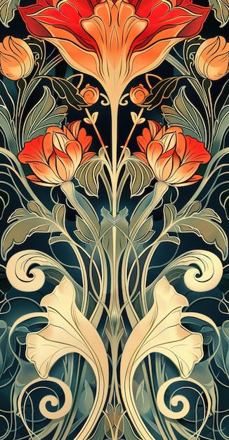 Art Nouveau Kartka z tyłu abstrakcyjny wzór stylowy