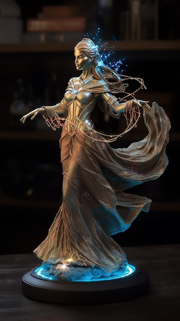 Zdjęcie artefakt tańczących kobiet w długiej sukni pozłacanej