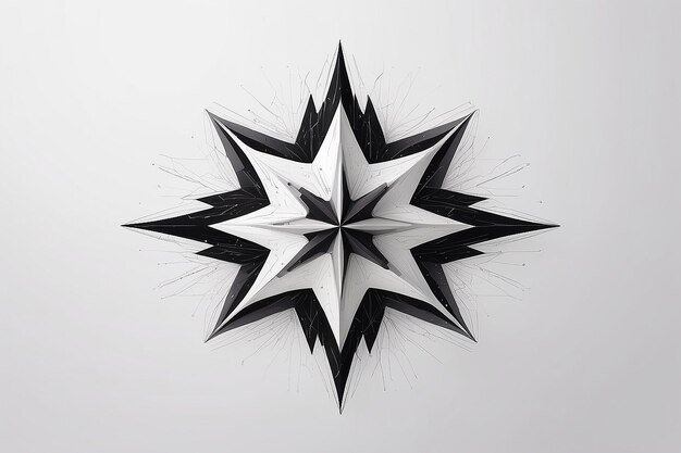 Zdjęcie artystyczna ilustracja czarno-białej gwiazdy z minimalnym projektem generatywnej sztucznej inteligencji