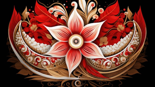 artystyczna interpretacja indonezyjskiej flagi kreatywnie zawierająca elementy natury