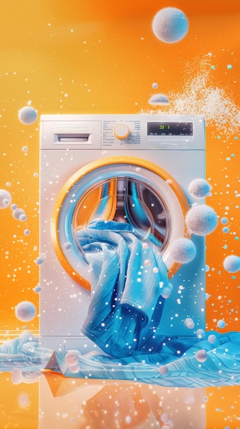 Artystyczna koncepcja pralni z bąbelkami