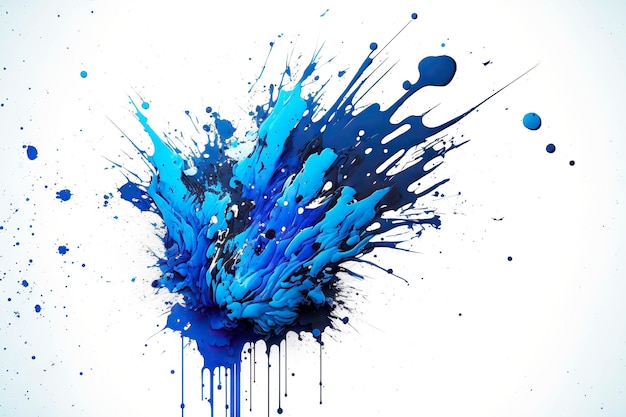 Artystyczna niebieska farba na białym papierze stworzona za pomocą generatywnej ai