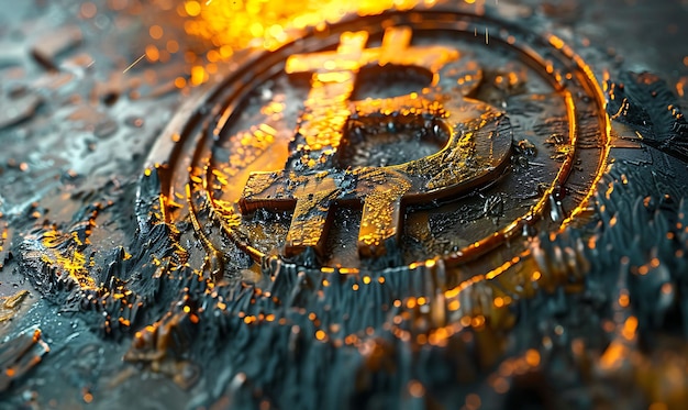 Zdjęcie artystyczna tapeta z bitcoin przedstawiona w malarskiej lub s crypto art concept graphic currency