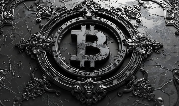 Zdjęcie artystyczna tapeta z projektem tatuażu bitcoin z ilustracją bold lin crypto trading backgrounde