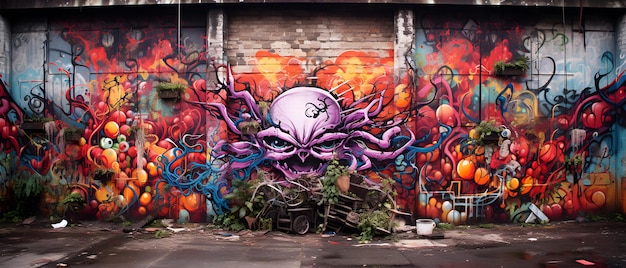 Artystyczne ujęcie graffiti na ścianie