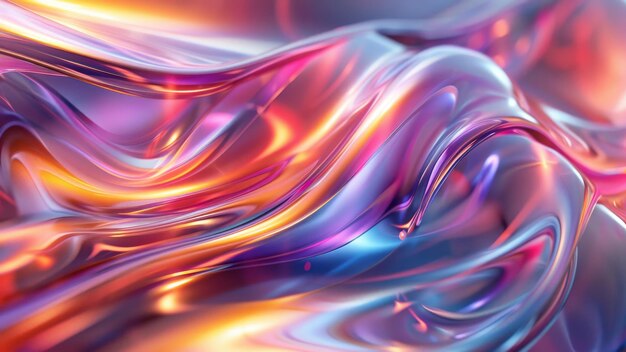 Zdjęcie artystyczne wykonanie płynnych wstążek z harmonijną mieszanką ciepłych i chłodnych kolorów