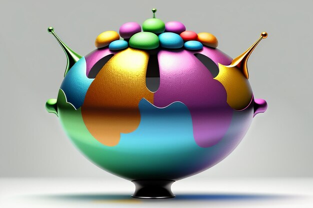 Zdjęcie artystyczny abstrakcyjny, kreatywny, kolorowy model renderowania 3d o dziwnym kształcie, ozdoba, dekoracja