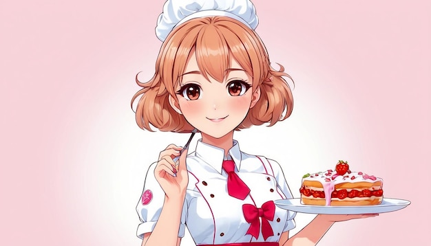 Artystyczny animowany obraz młodej kelnerki