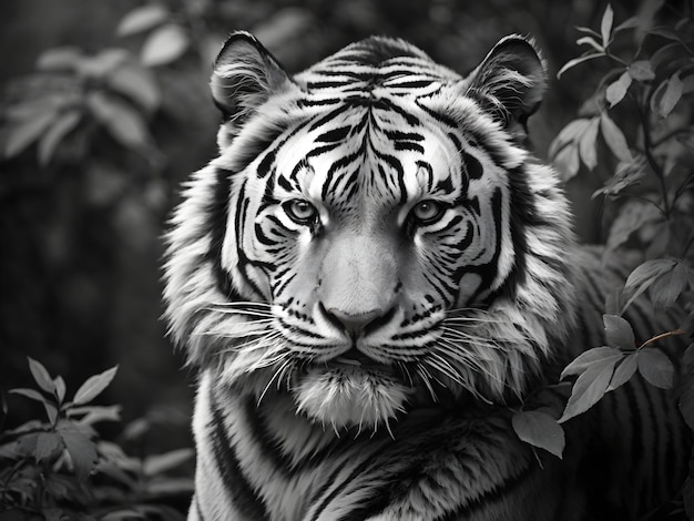 Artystyczny czarno-biały portret tygrysa syberyjskiego